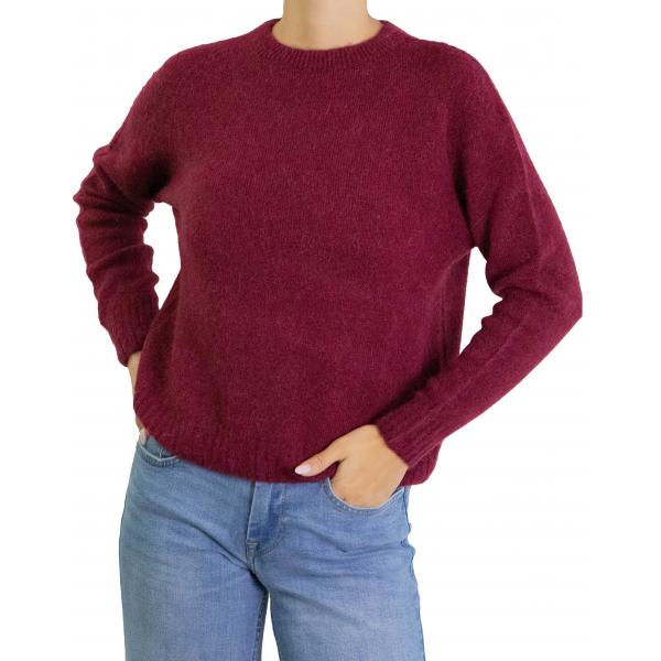 Maglia girocollo tinta unita in mohair 